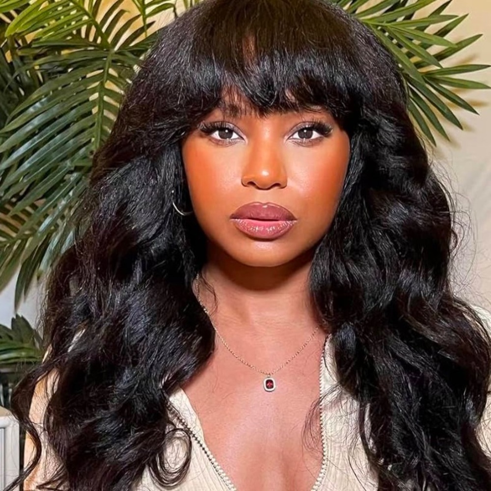 Glueless Yaki Straight Bang Wig